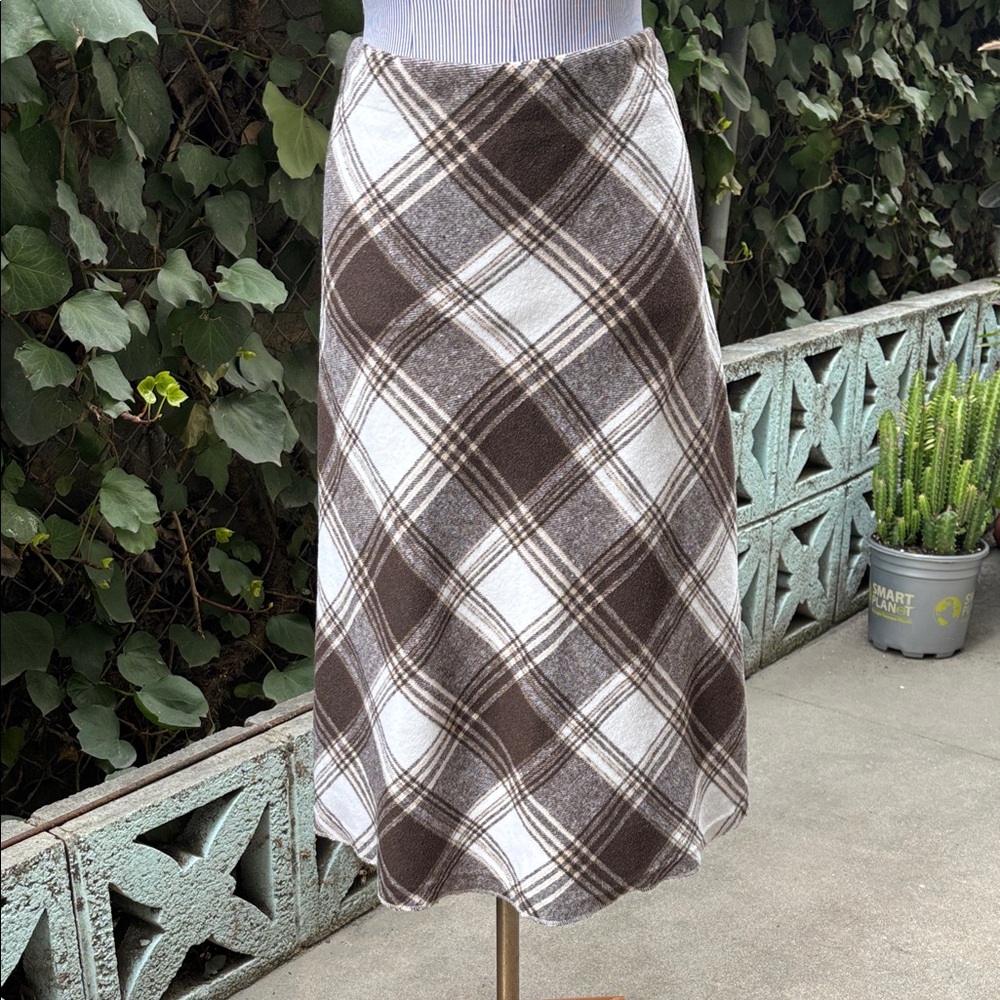 Woman Within Plaid Brown and White Women's Skirt 14/16
